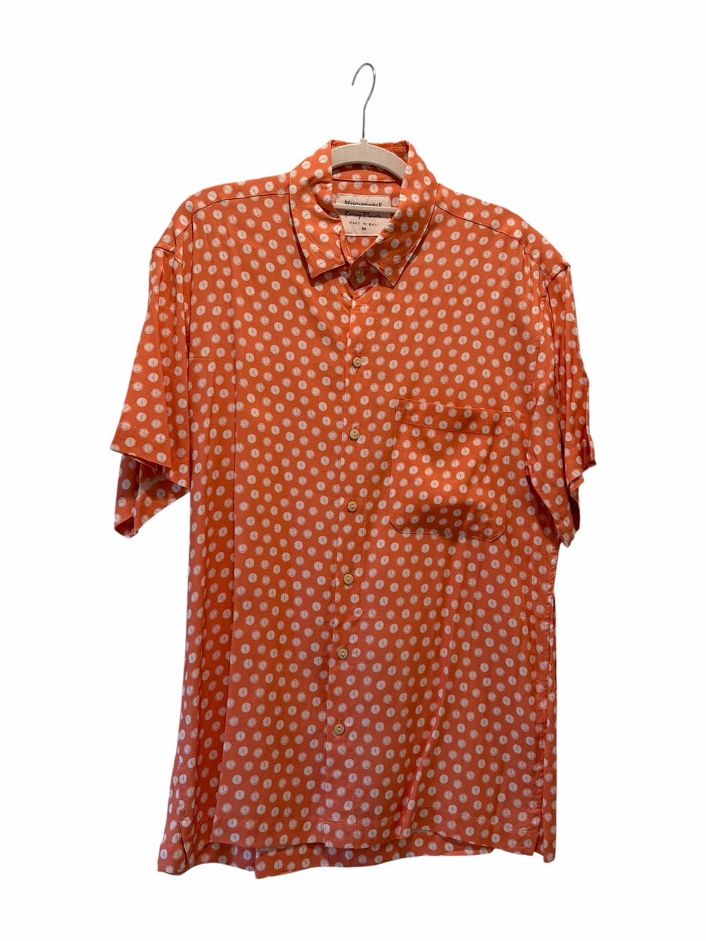 Kenny Flowers Orange Short-Sleeve Button-Down with White Dot Print